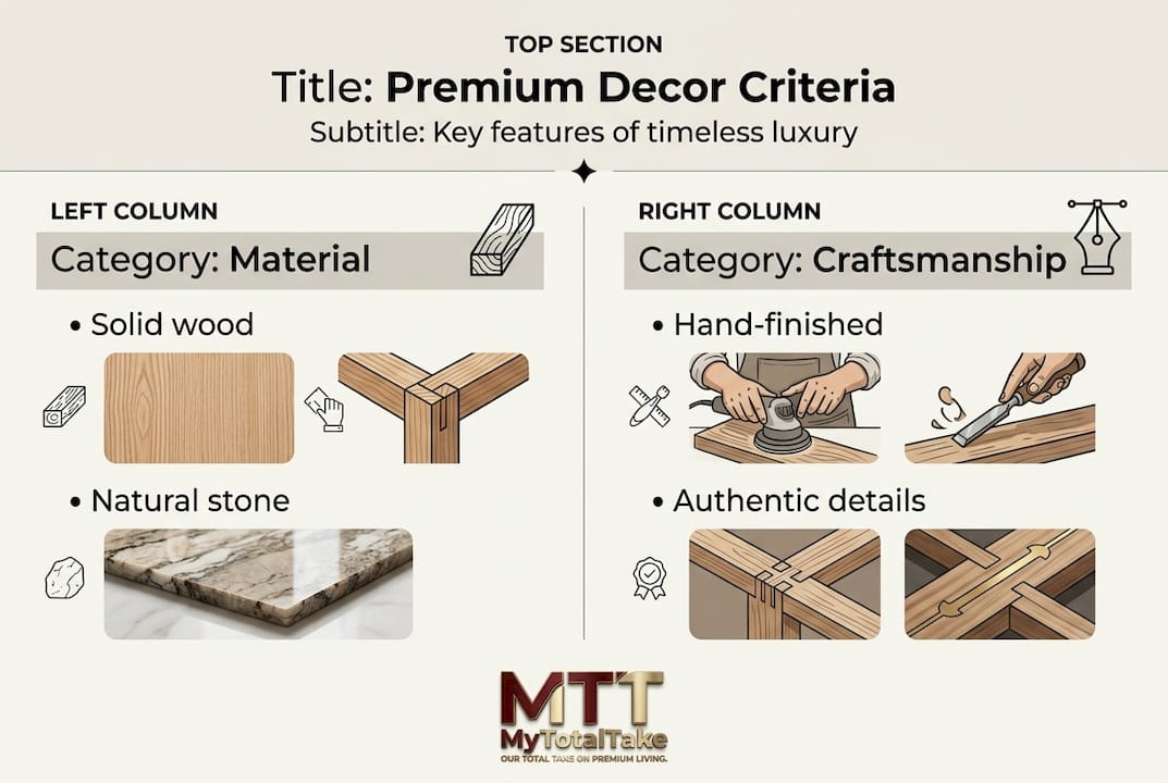 Infographic showing essential premium decor features