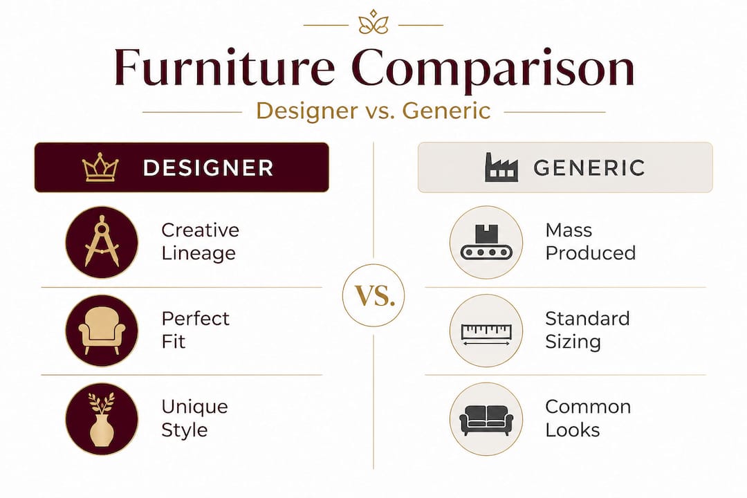 Chart comparing designer and generic furniture features