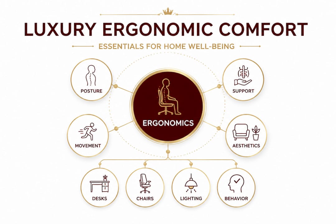 Hierarchy infographic showing luxury ergonomic home essentials