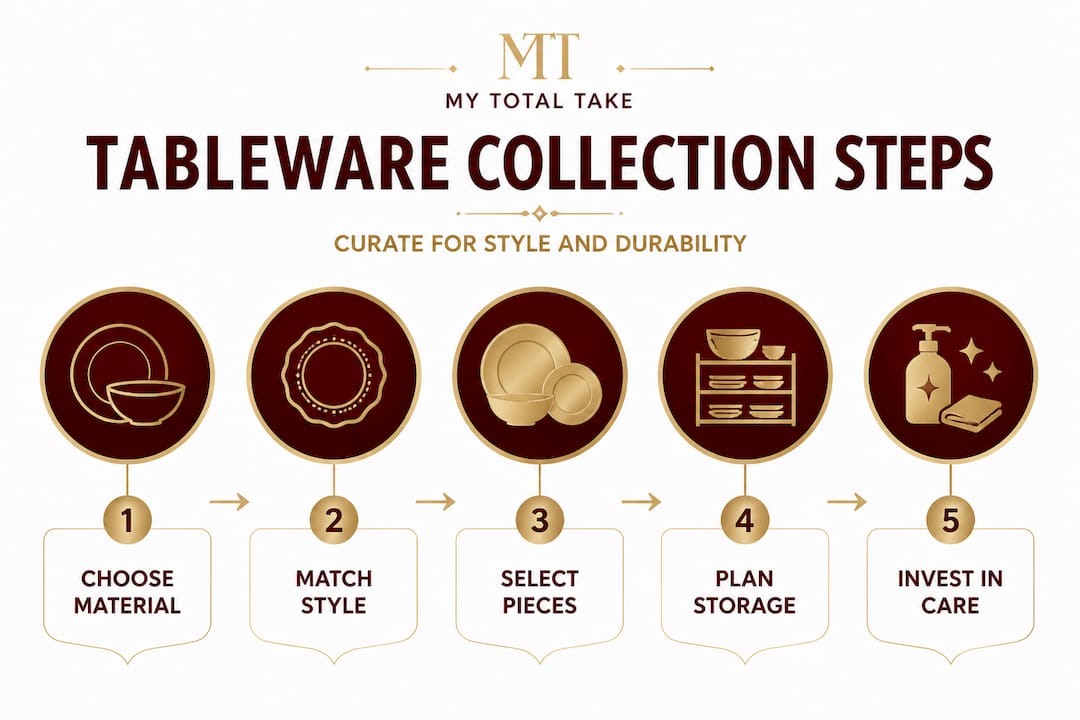 Infographic showing steps to select upscale tableware
