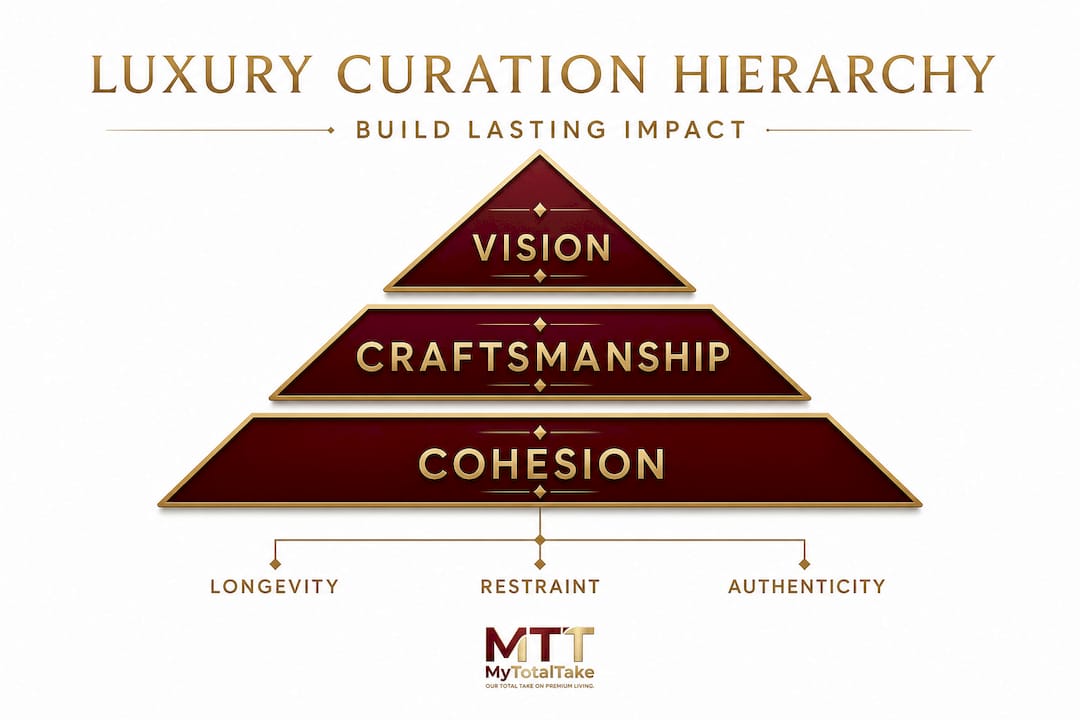 Luxury decor curation hierarchy infographic
