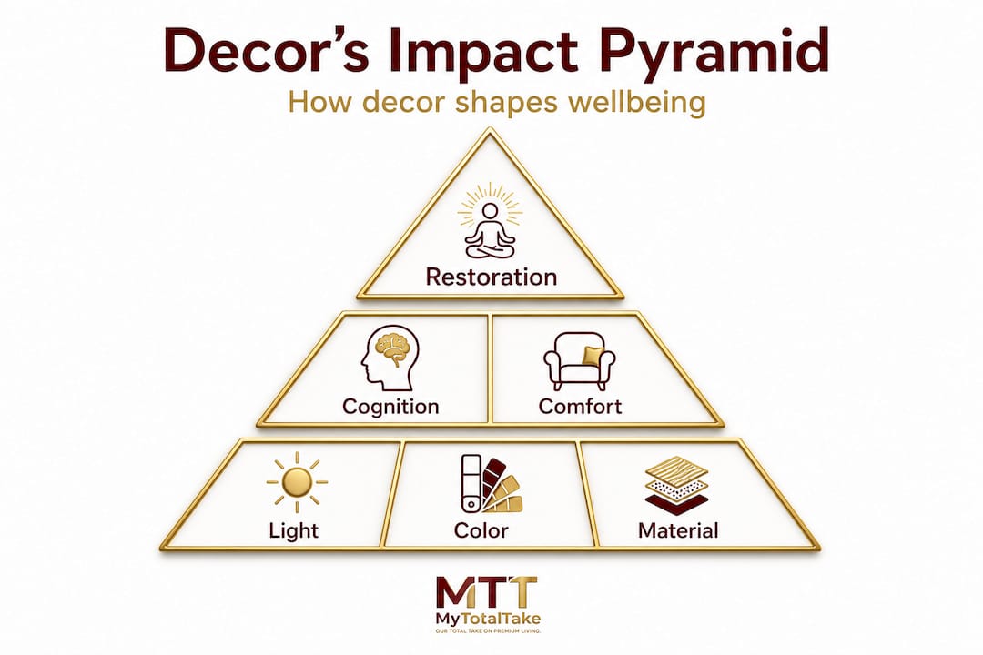 Infographic hierarchy: decor impact pyramid with three levels