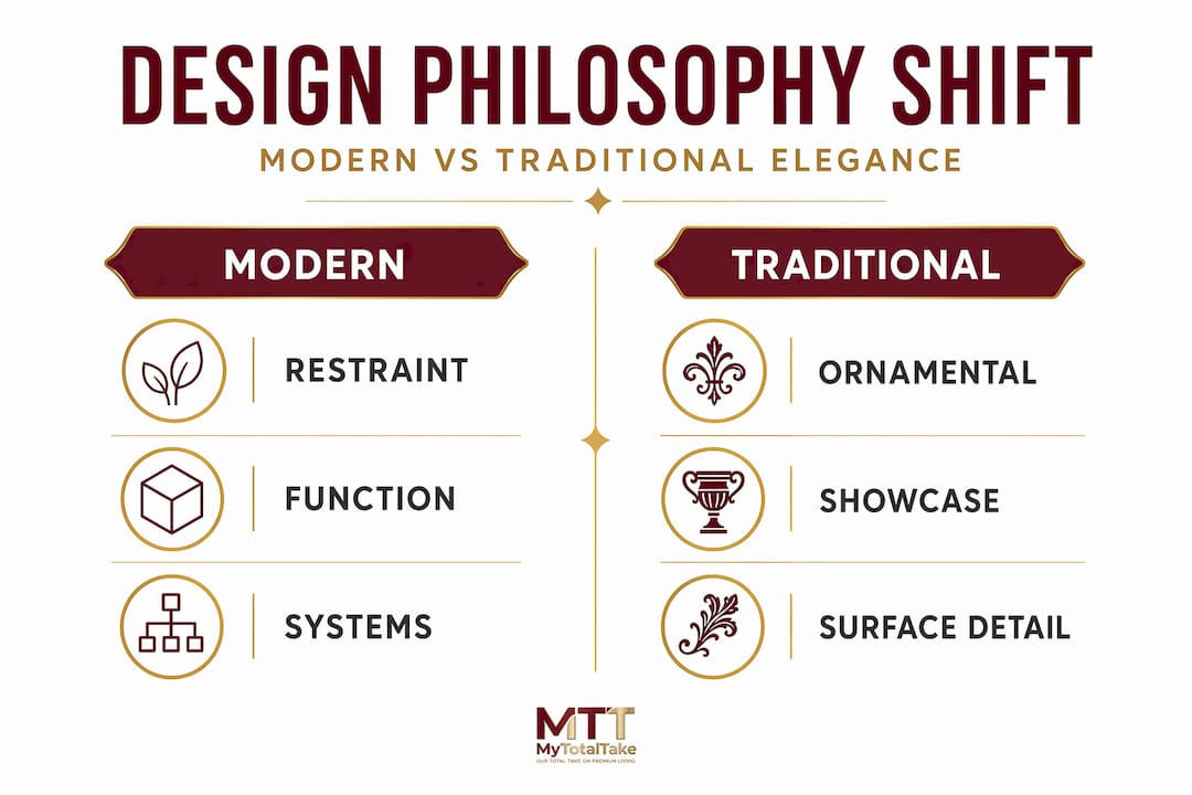 Infographic comparing modern and traditional design values