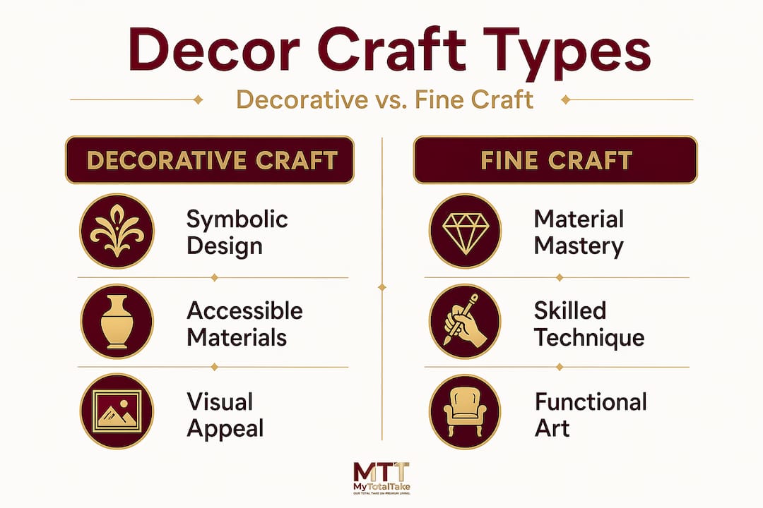 Infographic comparing decorative and fine craft