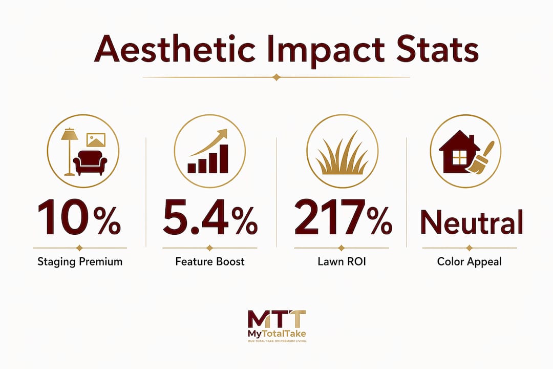 Infographic illustrating key statistics about home aesthetics and value