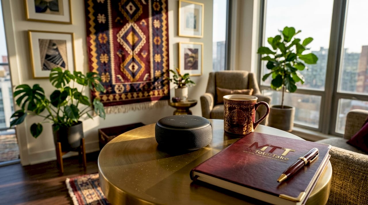 Amazon Echo Dot smart home hub on table