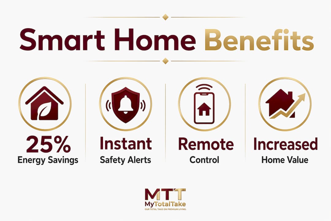 Infographic showing key advantages of smart home systems