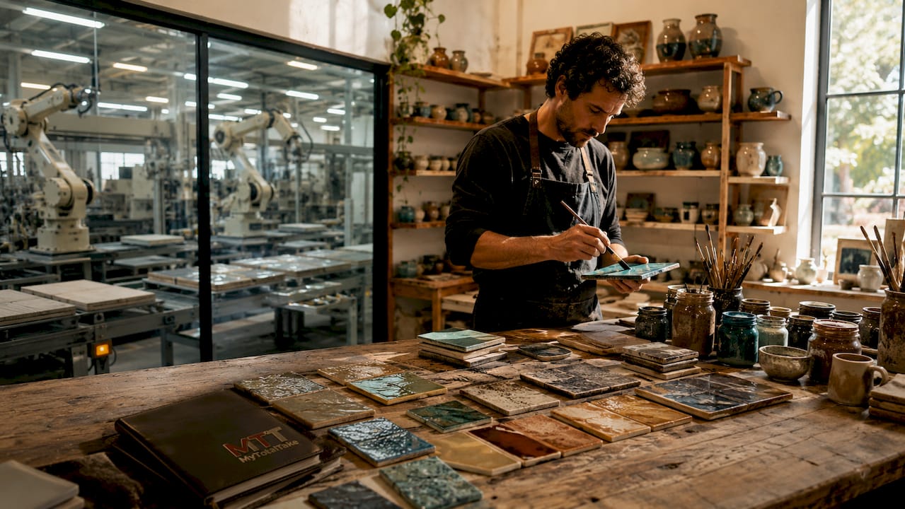 Comparison of industrial and artisanal ceramic tile production