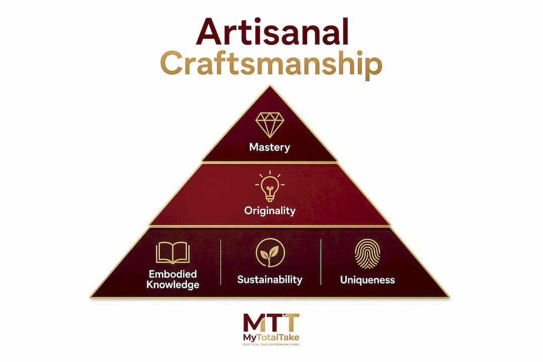 Infographic illustrating core artisanal craftsmanship qualities