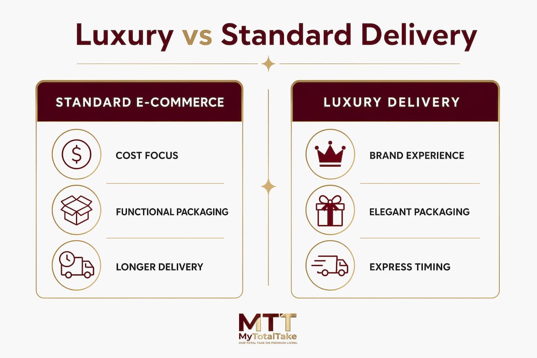Infographic comparing luxury and standard delivery features