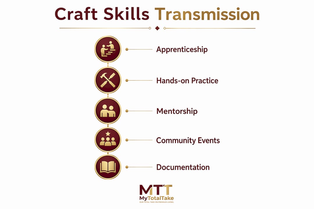 Infographic showing heritage craft skills transmission steps