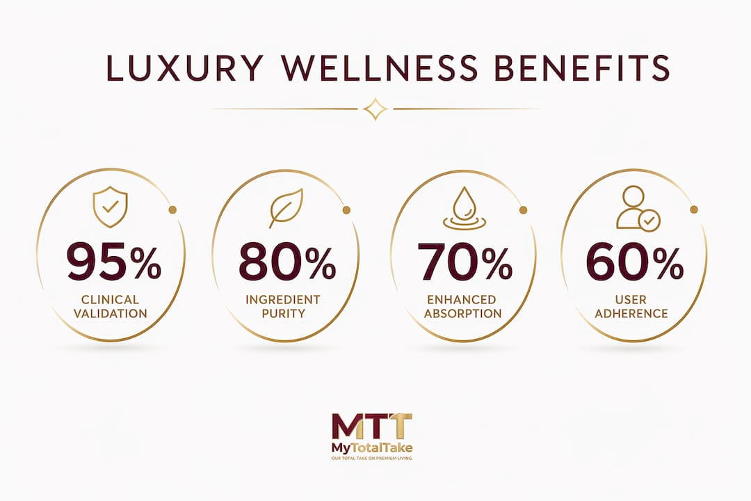 Infographic showing key benefits of luxury wellness products