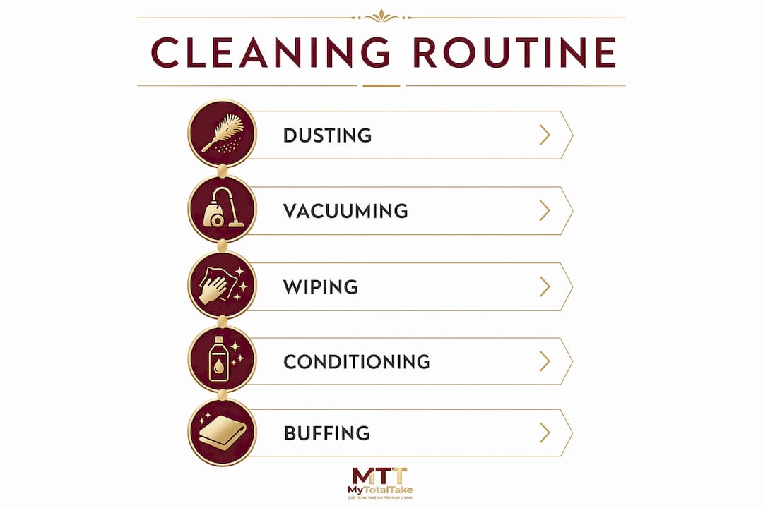 Infographic showing designer furniture cleaning steps