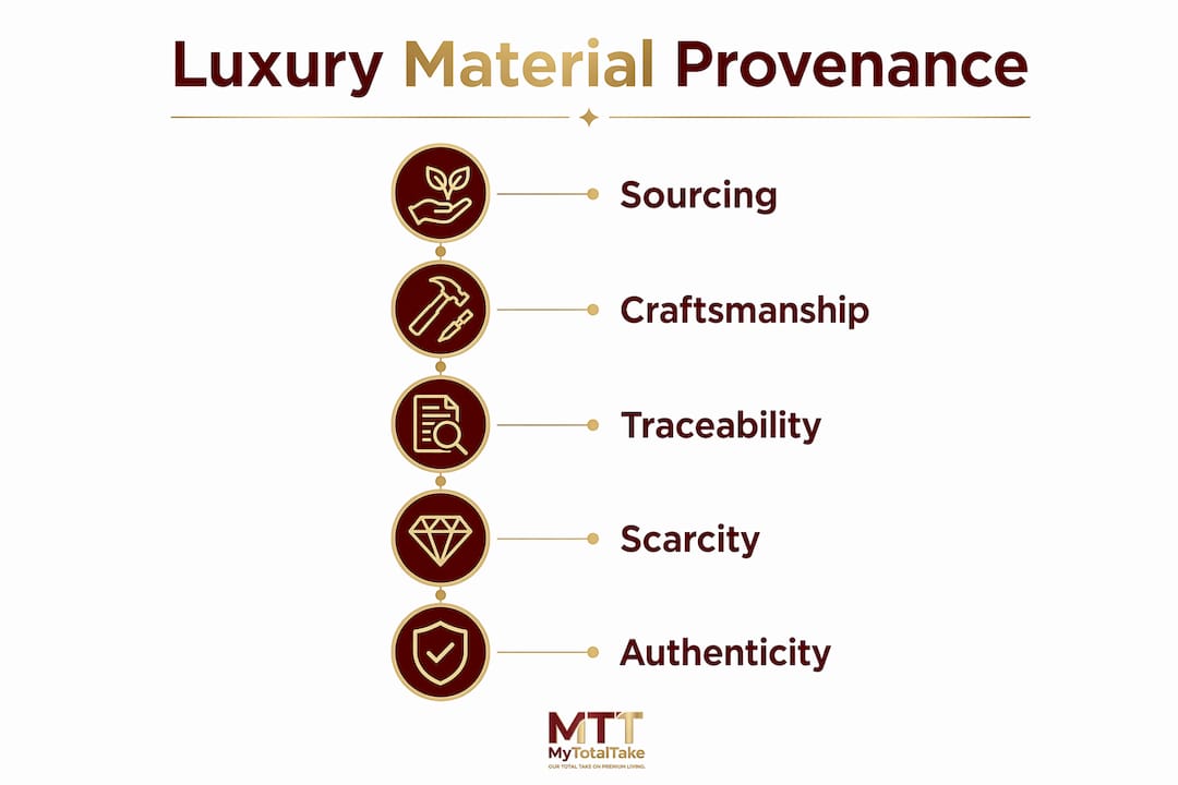 Infographic depicting luxury material provenance steps