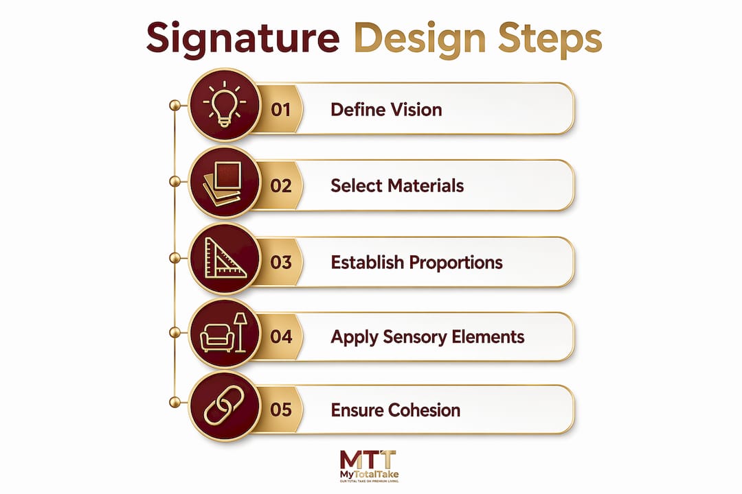 Infographic showing signature design key steps