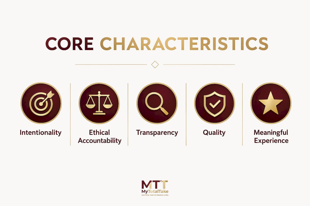 Infographic showing core characteristics of modern luxury