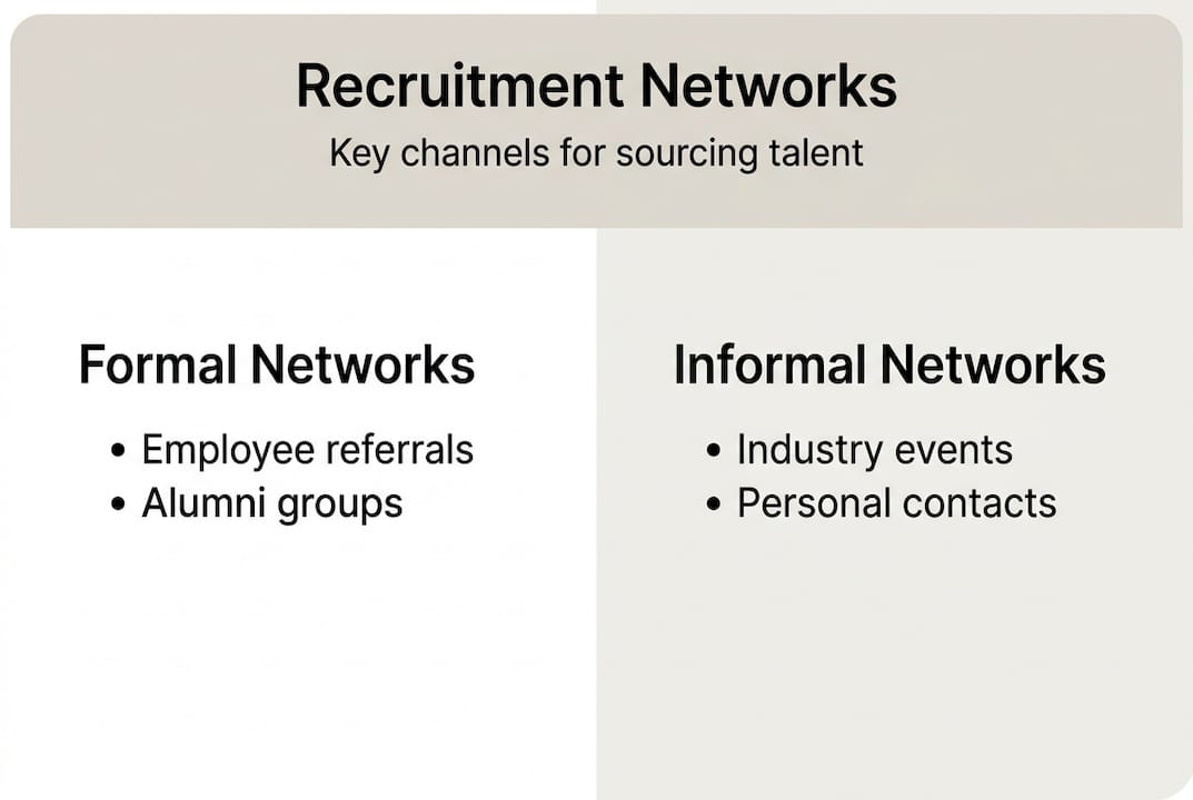 Infographic showing types of recruitment networks