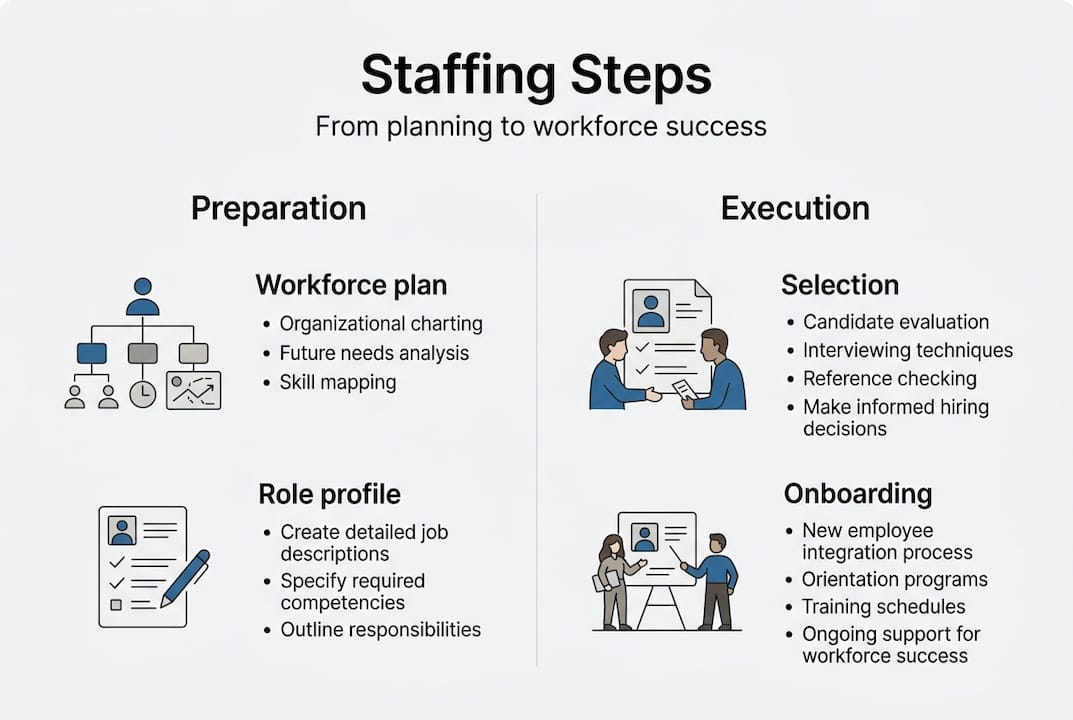 Infographic showing key staffing process steps