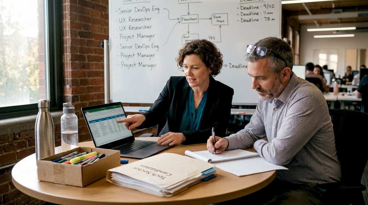 Recruiting team reviewing candidate resumes