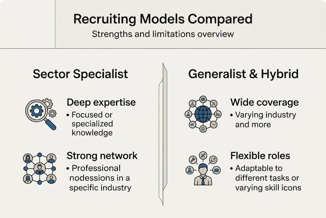 Infographic comparing recruiting model strengths
