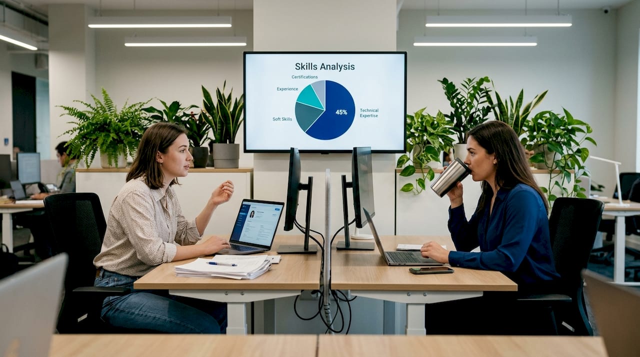 HR team viewing data on skills analysis screen