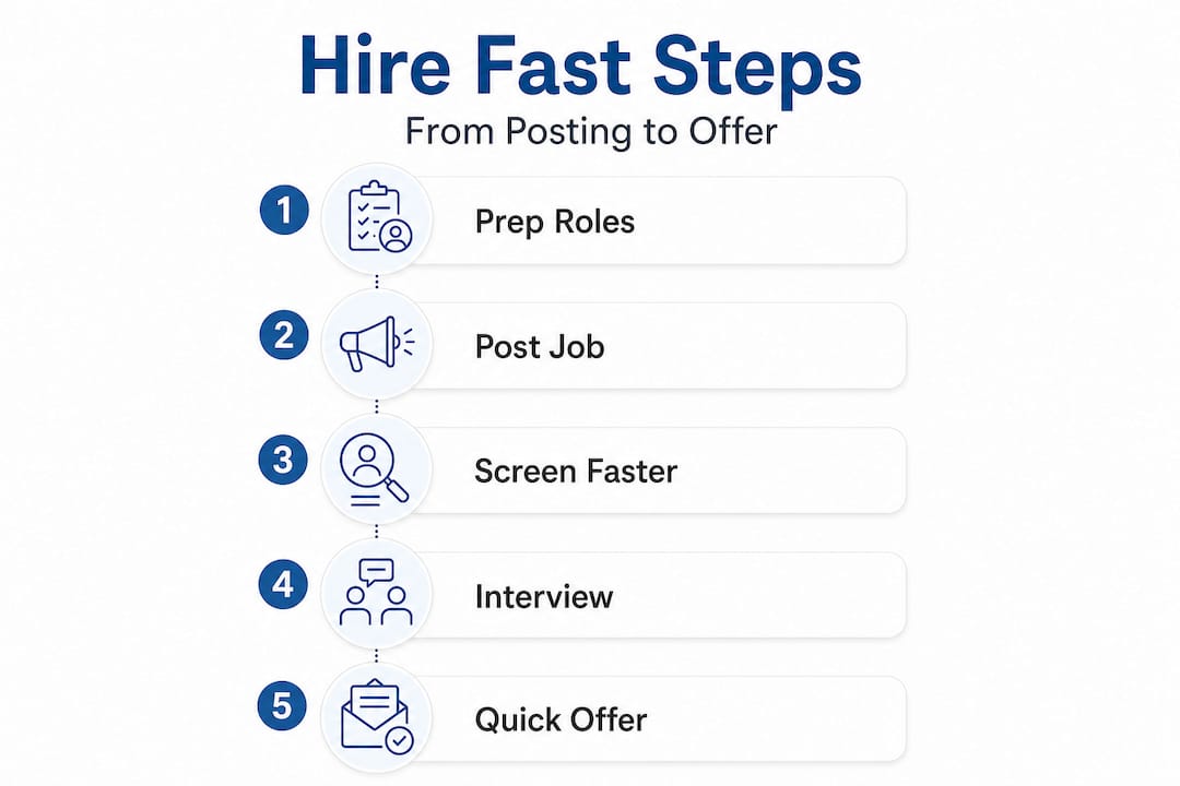 Infographic showing fast hiring steps vertical flow