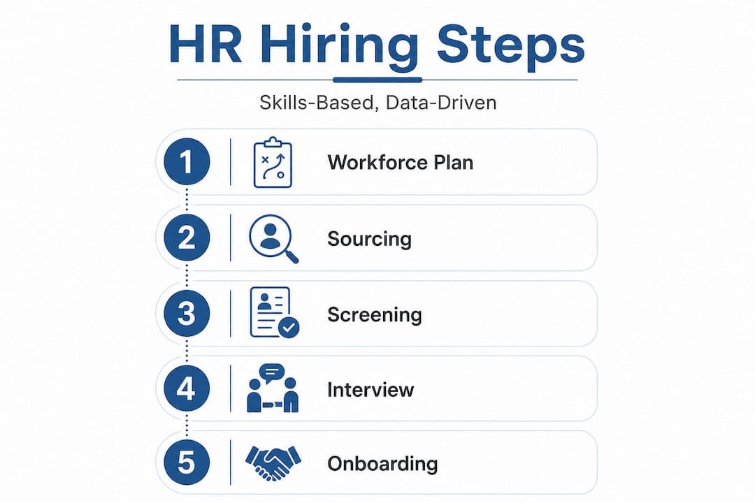 Infographic showing steps of skills-based HR hiring