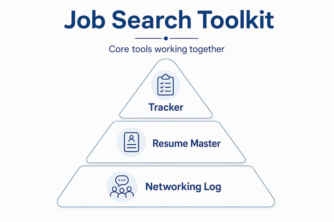Hierarchy infographic of job search toolkit