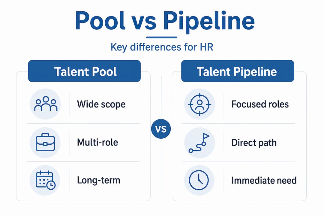 Infographic contrasting talent pool with pipeline