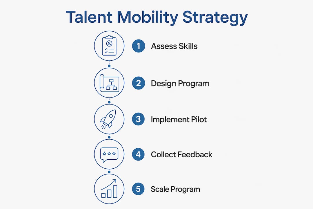 Infographic showing talent mobility strategy steps
