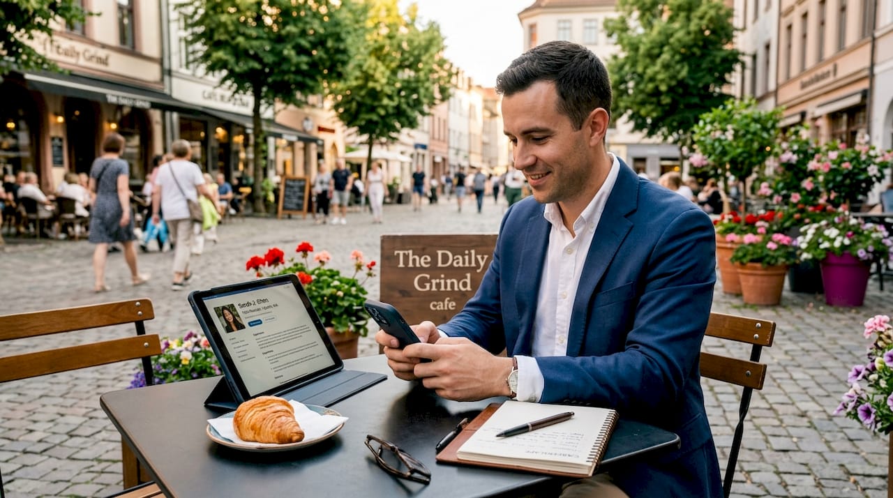 Headhunter contacting a senior candidate via smartphone