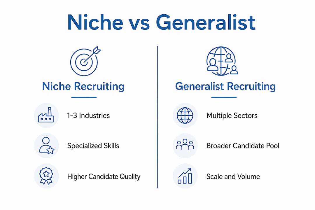 Infographic comparing niche and generalist recruiting benefits
