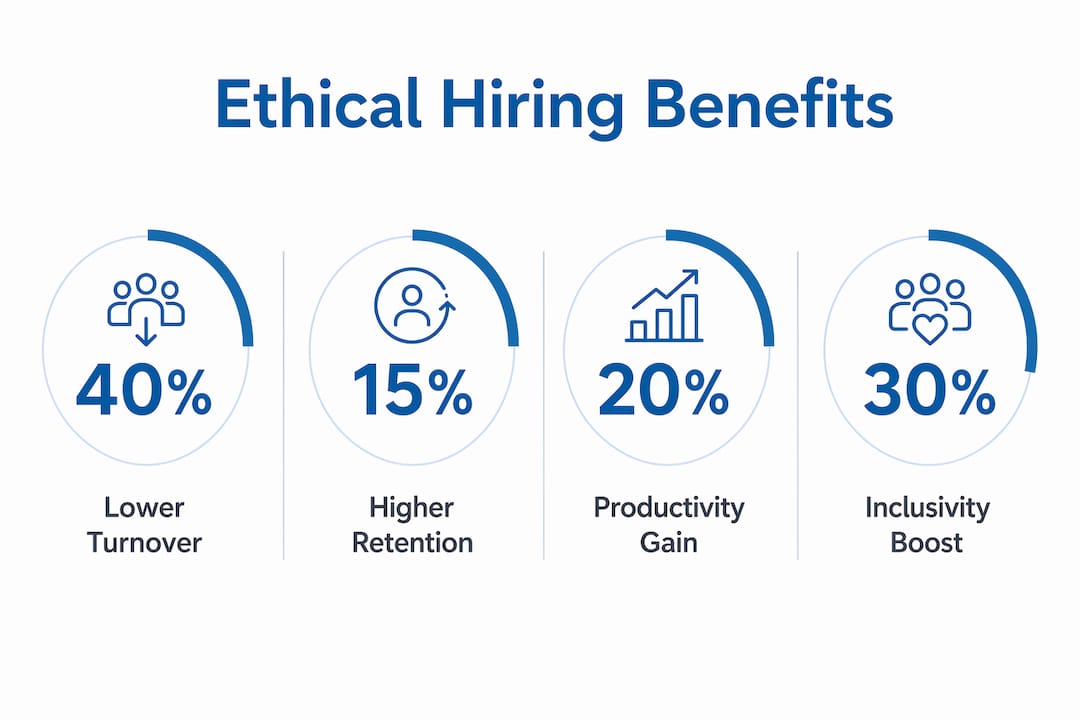 Infographic showing measurable ethical hiring benefits