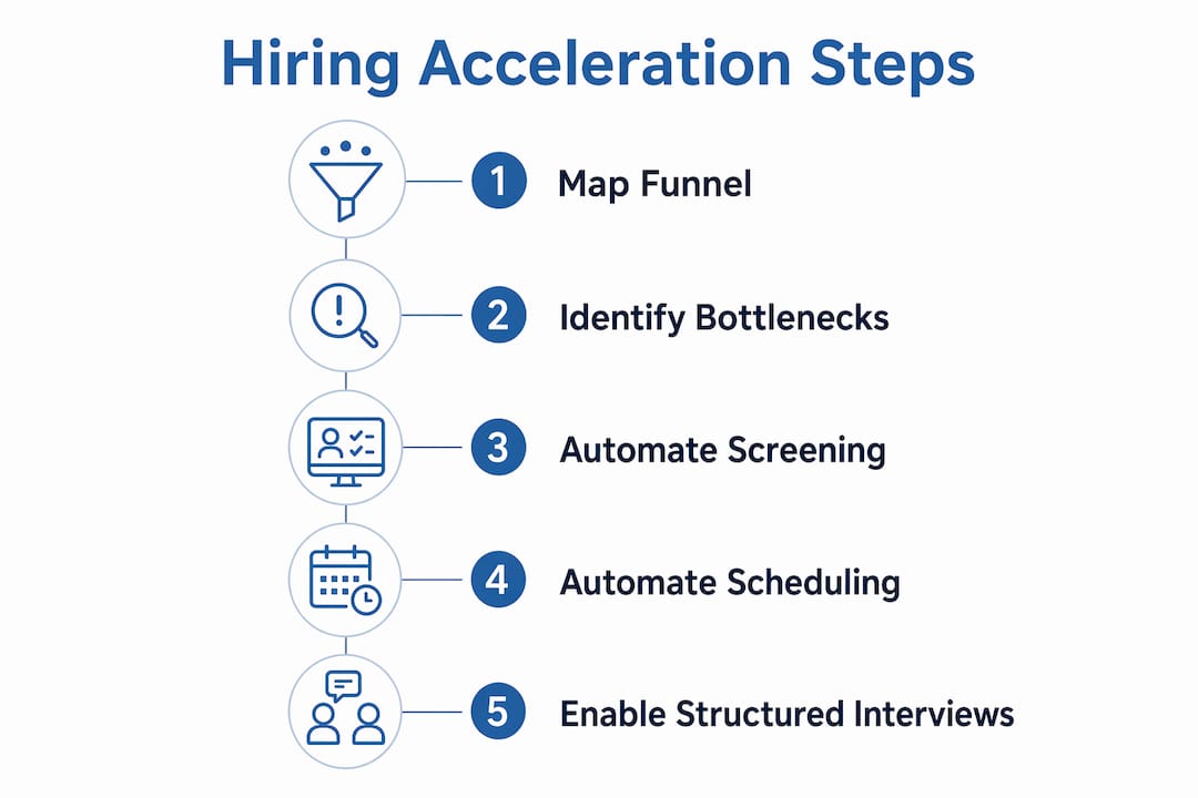 Infographic depicting hiring process acceleration steps