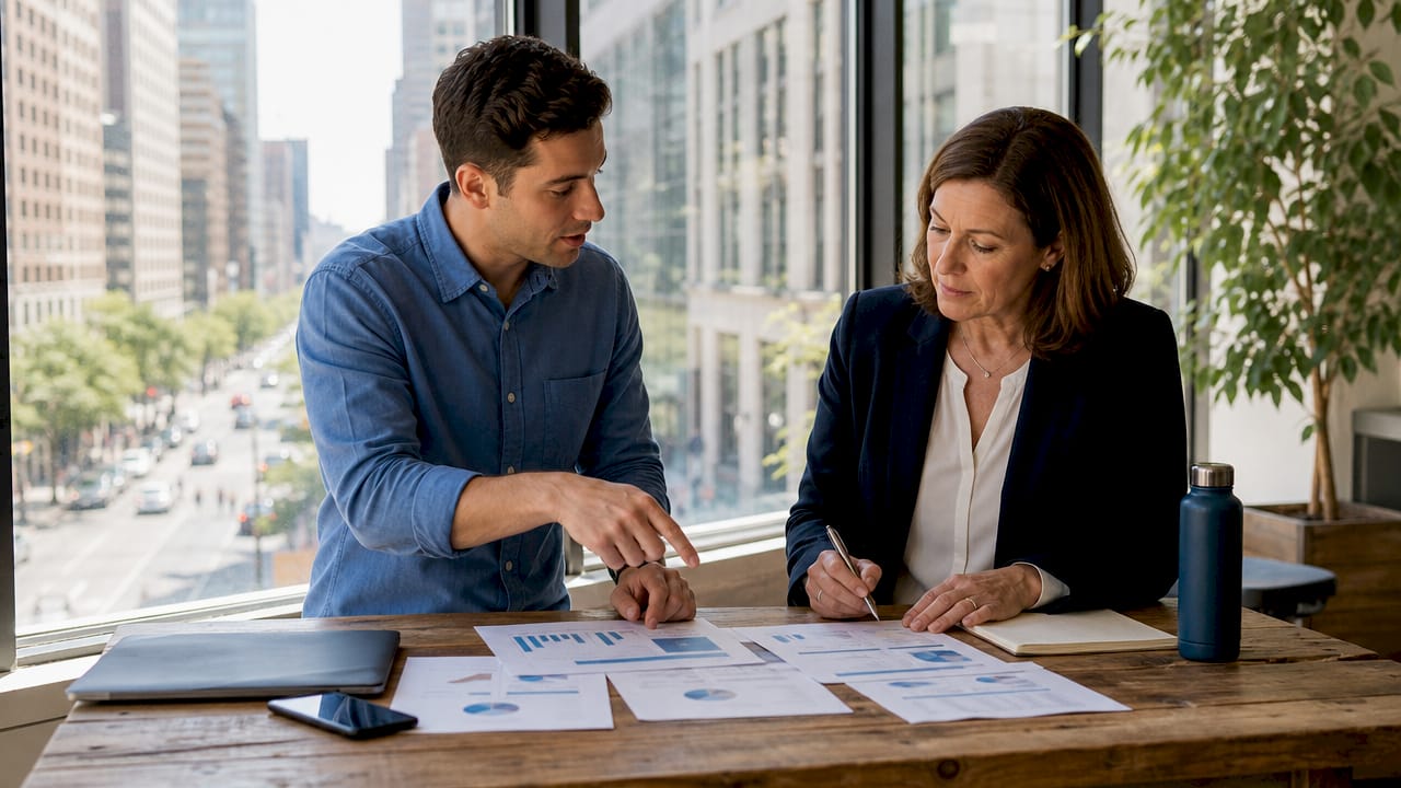Two job seekers discussing structured search process
