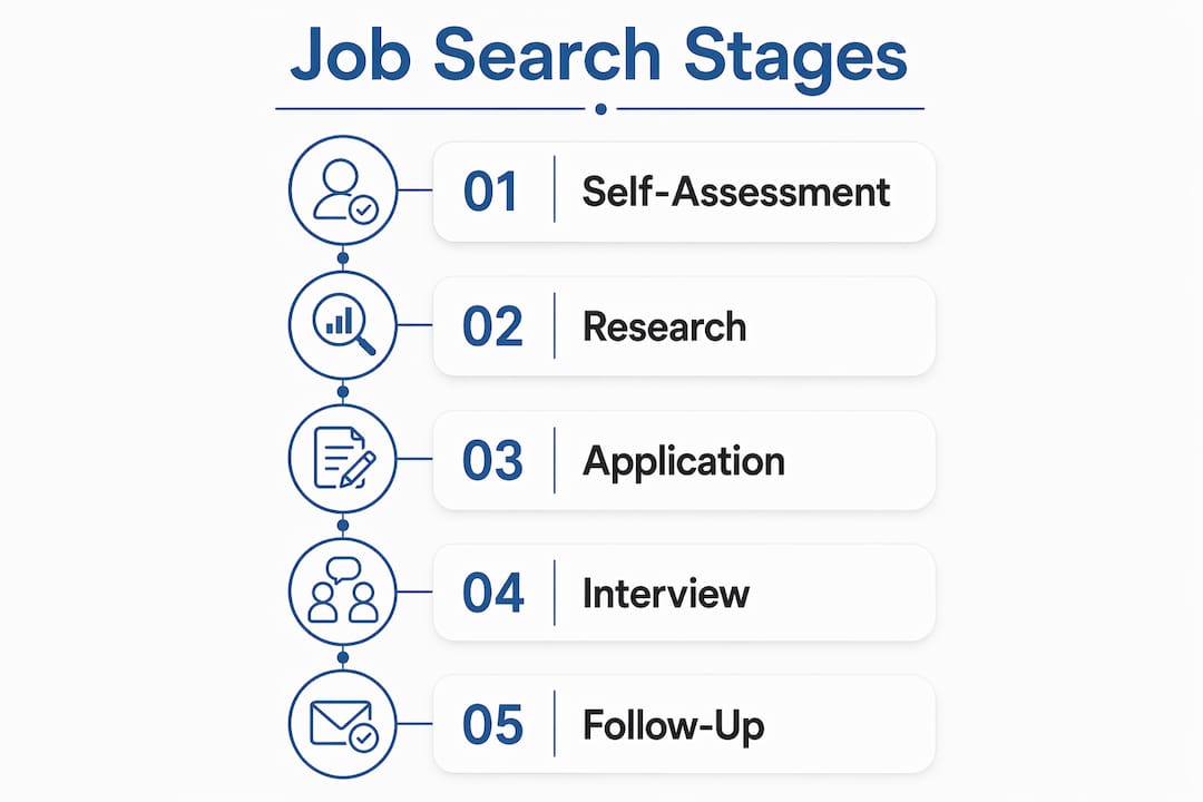 Infographic illustrating job search stages