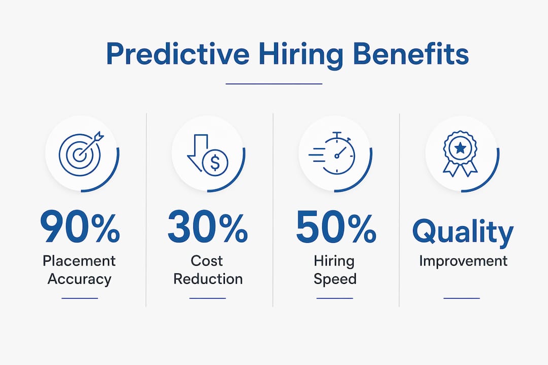 Infographic showing key benefits of predictive hiring for employers