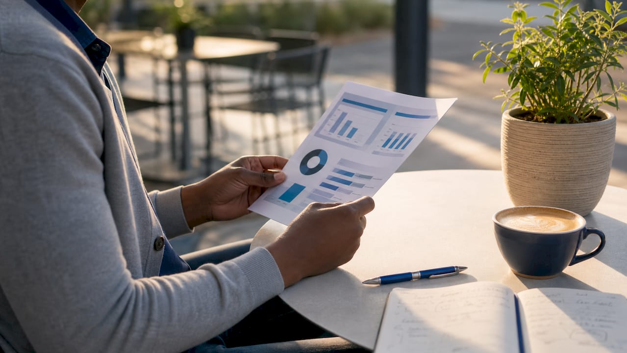 Hands reviewing hiring success metrics documents