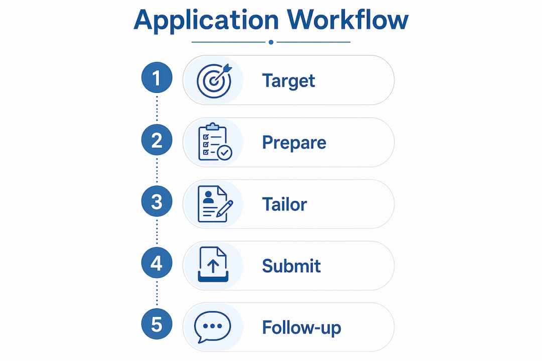 Infographic illustrating remote job application workflow steps