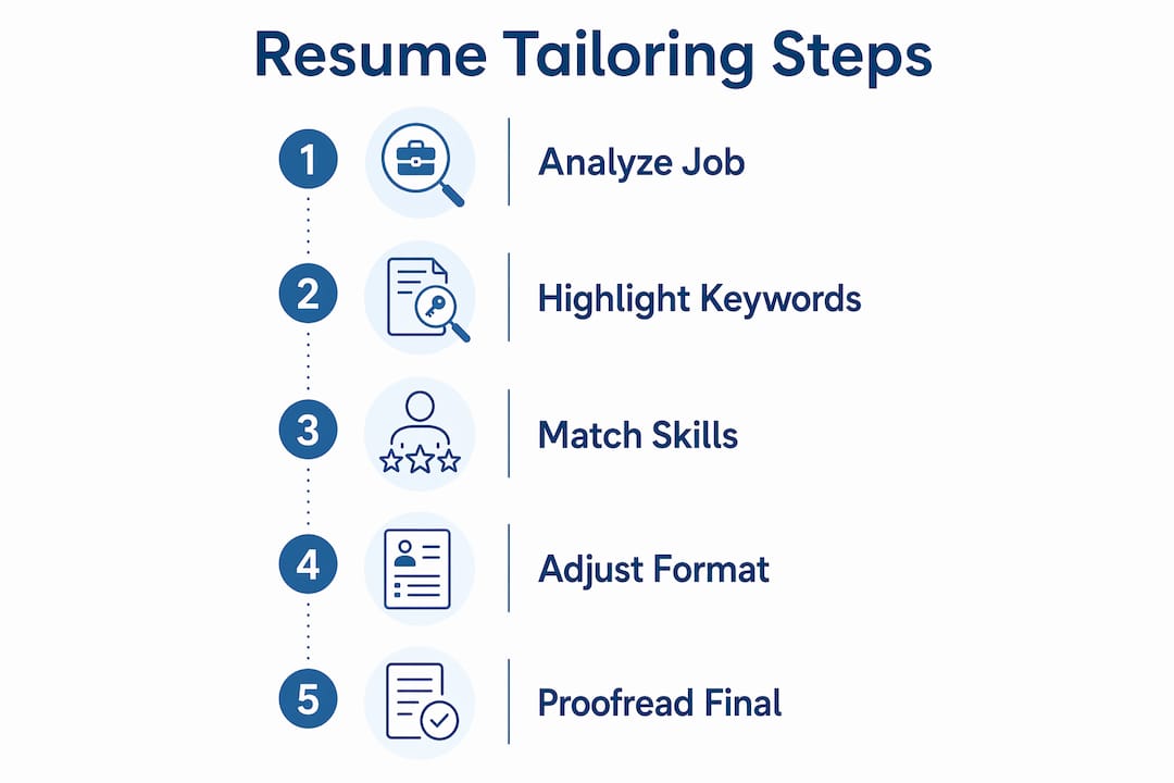 Infographic outlining steps to tailor a resume