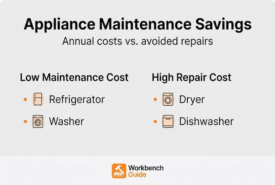 Infographic showing appliance maintenance versus repair costs