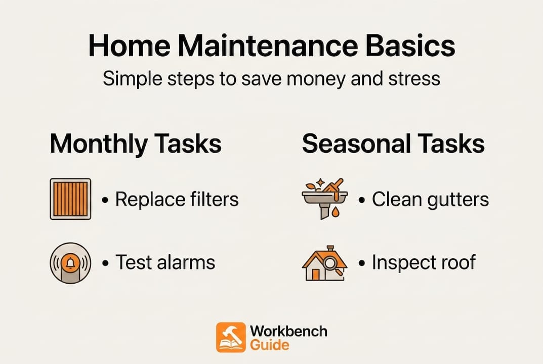 Infographic showing basic preventative home maintenance steps
