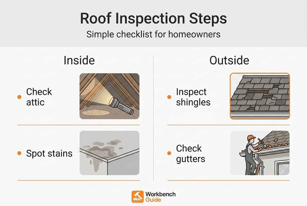 Infographic showing roof inspection steps checklist