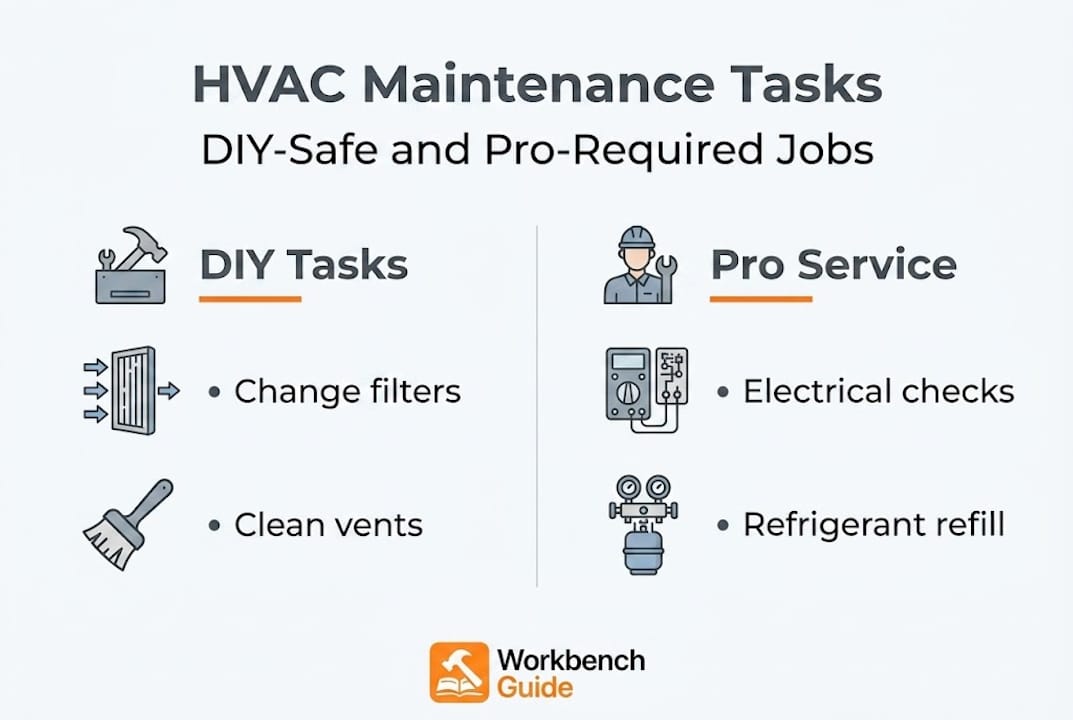Infographic of HVAC DIY and professional tasks