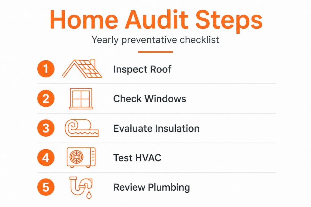 Infographic listing home audit steps checklist
