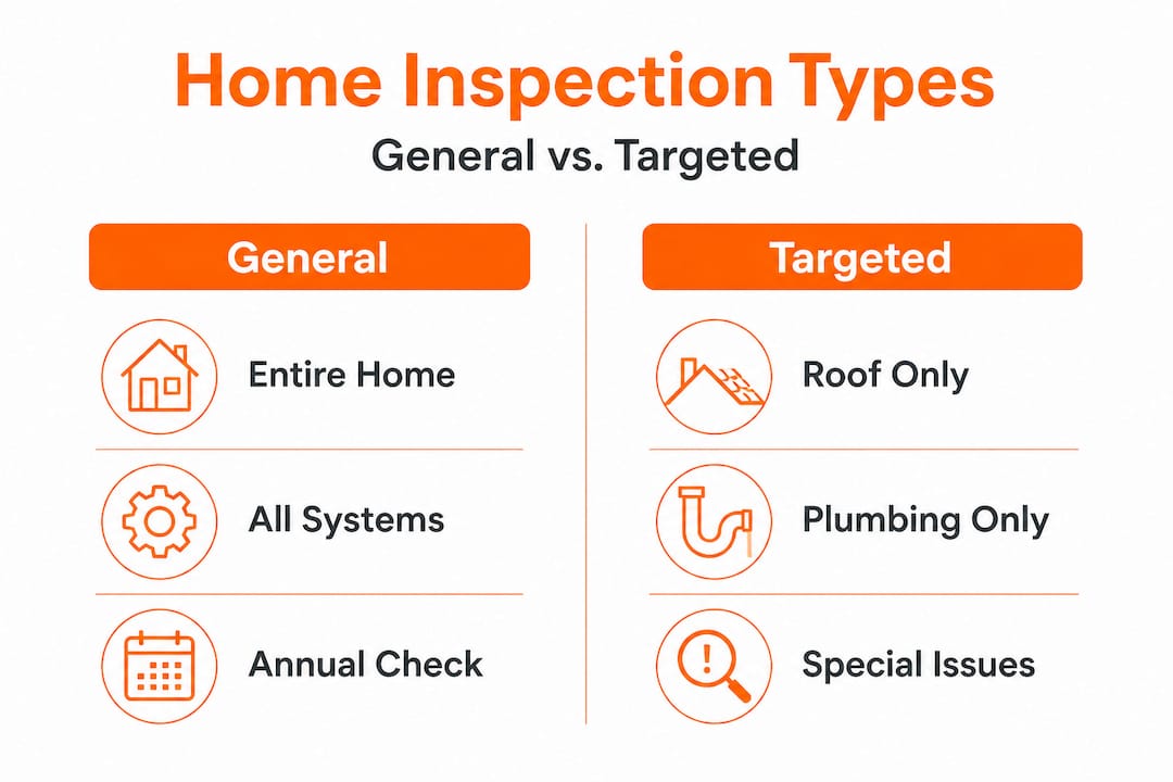 Infographic comparing general and targeted home inspections