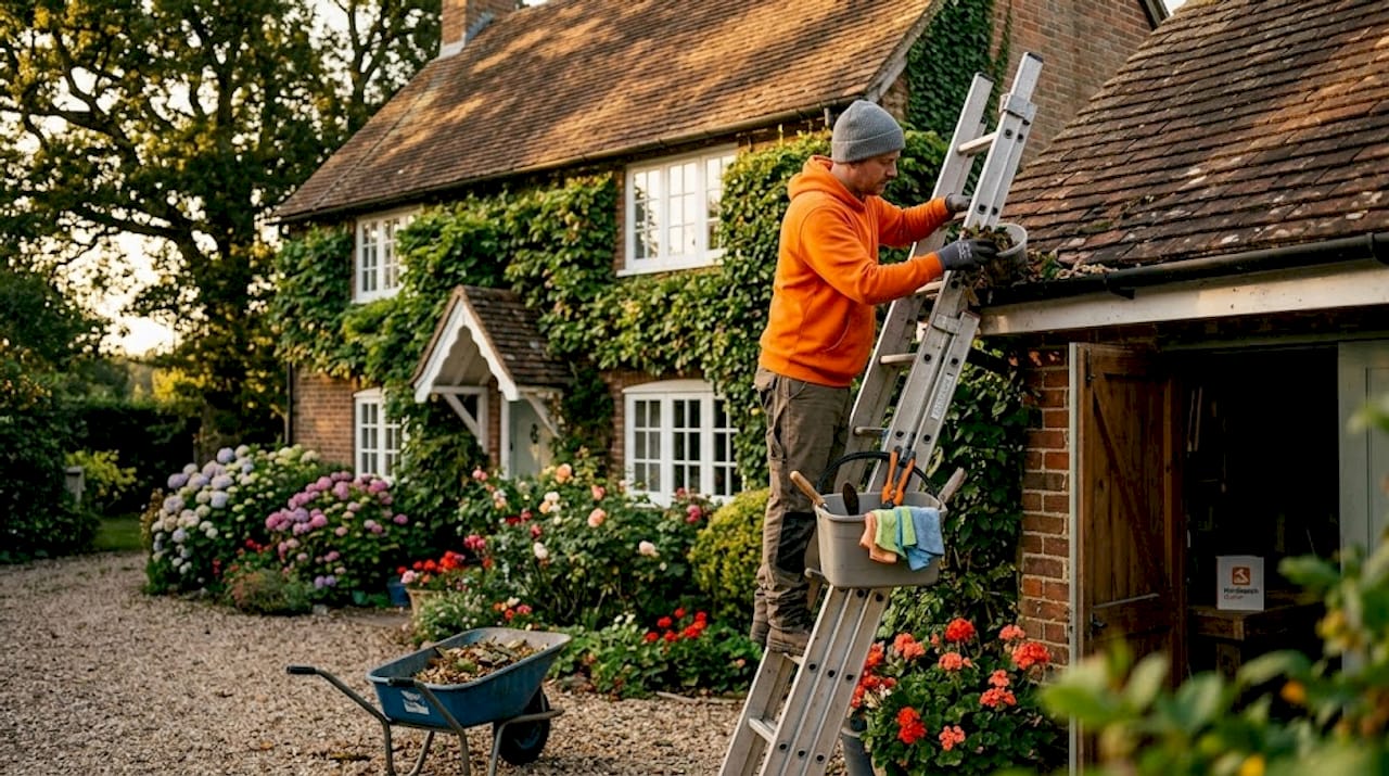 DIY gutter cleaning tools and technique