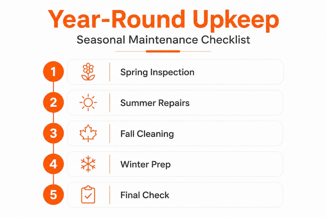 Seasonal home maintenance vertical checklist infographic