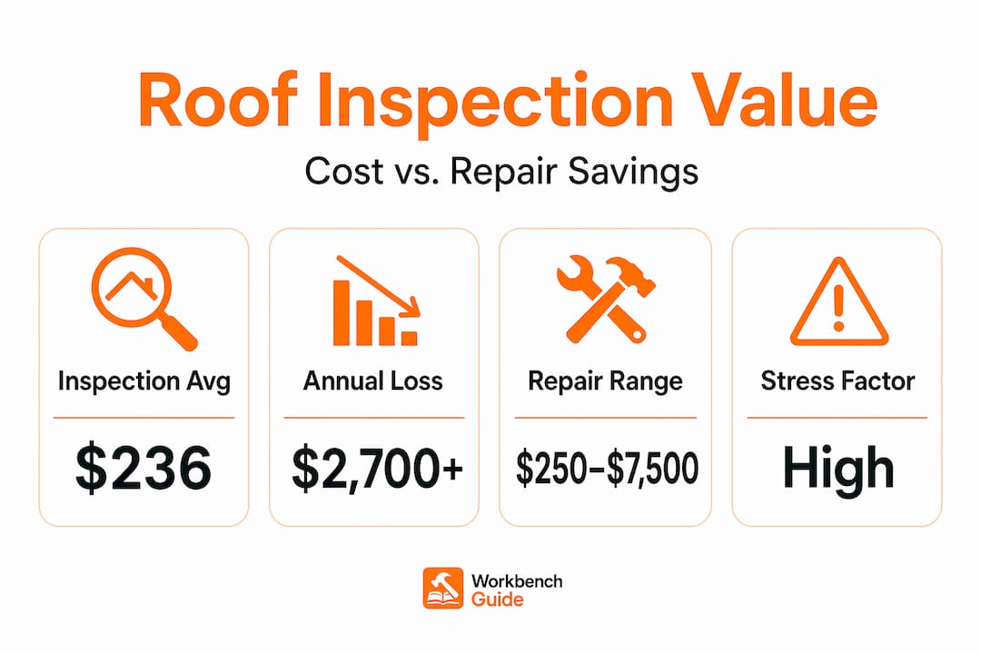 Infographic showing roof inspection costs and savings