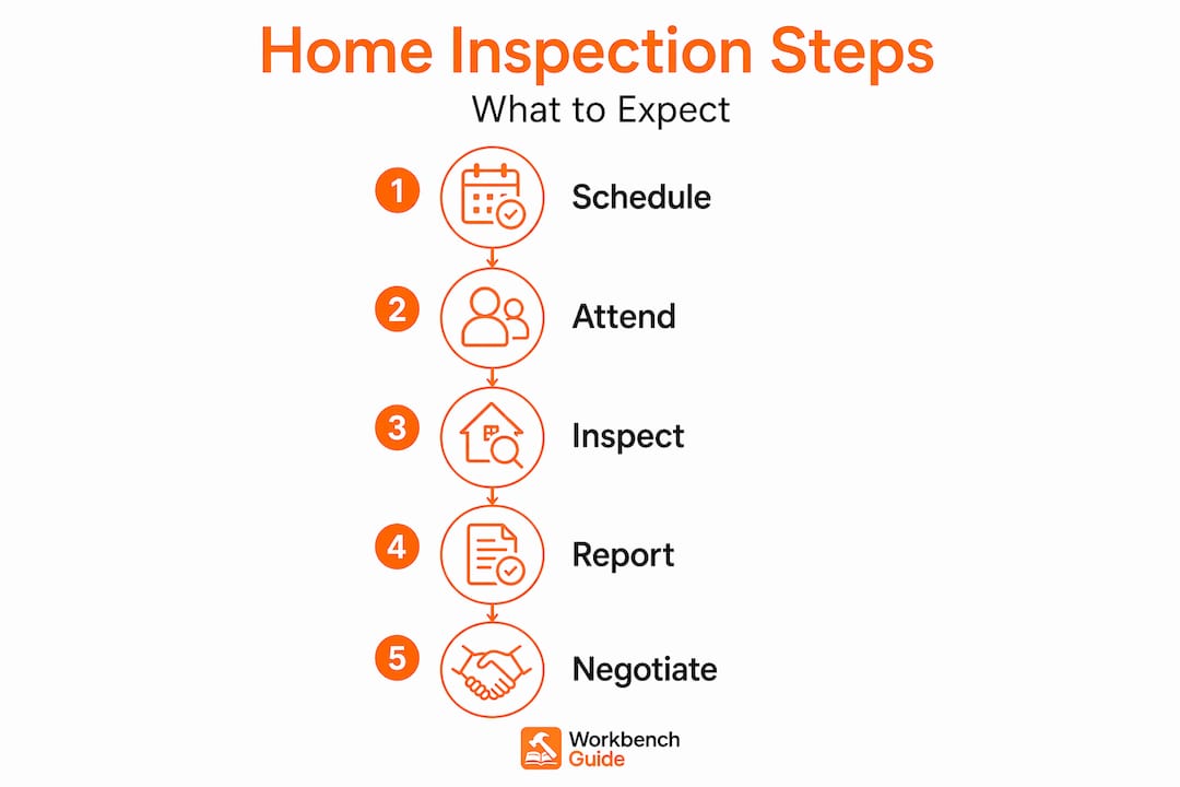 Infographic showing home inspection process flow